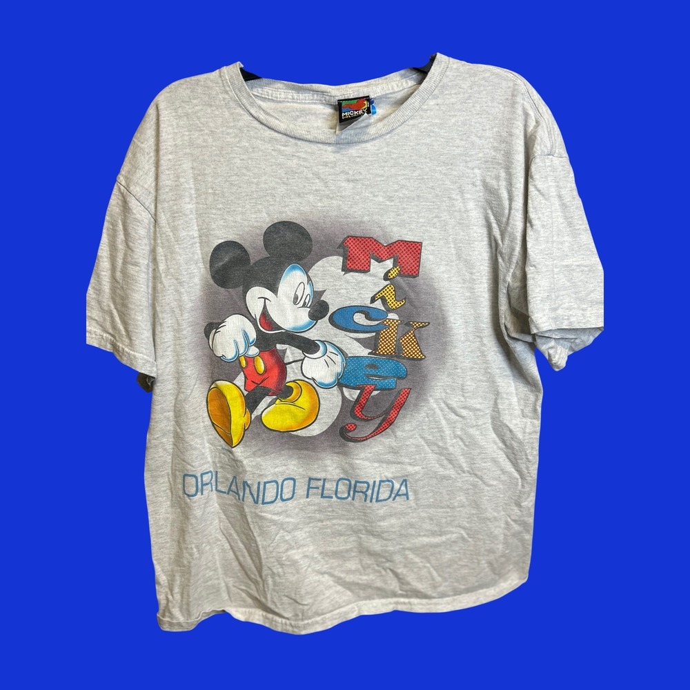 Mickey Unlimited T-Shirt Mens Large Gray Orlando Florida Vintage 90s Graphic Tee